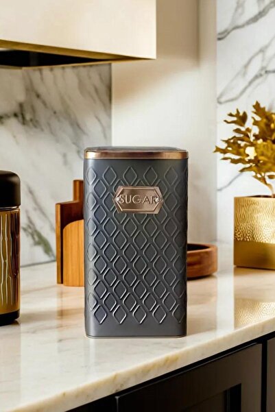 Arma House 1 Piece Seersucker Gray & Bronze Candy Jar 1.5 Lt