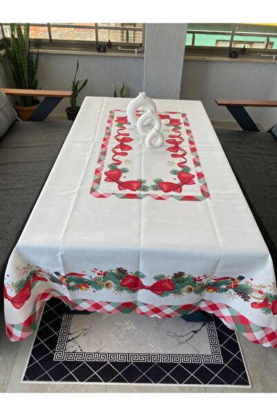Pusula Home Yılbaşı Fiyonk Ve Ekose Detaylı Masa Örtüsü