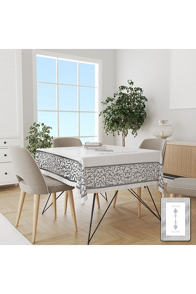 yok yok evim eve dair her şey Ramadan Detailed Silver Carefree Tablecloth