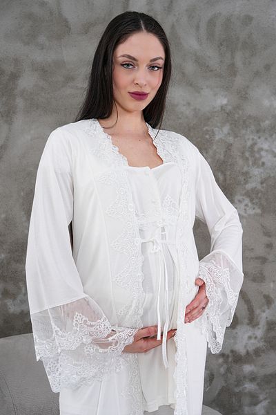 BLACKMORE Women's Ecru Lace Pajama Kit 3 Regret Size