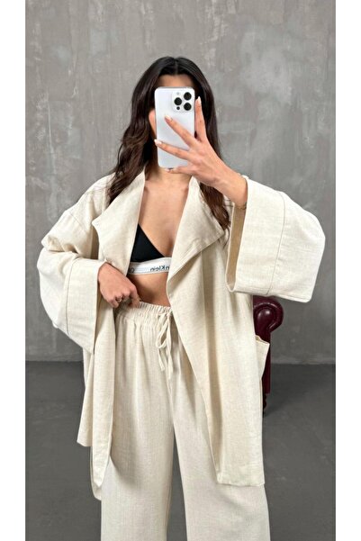 My Blog Natural Romina nyers len kabát nadrág szett - 8447