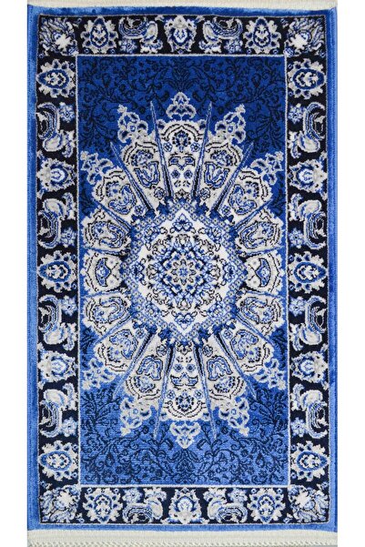 Quality Bambu İplikten Dokuma Parlak Tuşeli Lacivert Renk Halı (30x50 cm)