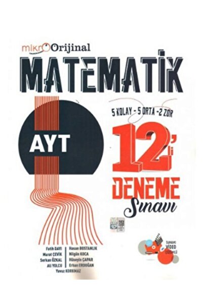 Orijinal Yayınları Orijinal Mikro AYT Matematik 12 li Deneme Sınavı Kolay Orta zor Seviye