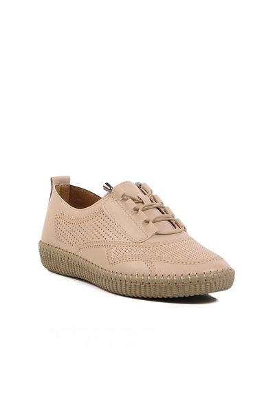 AYAKMOD Beige Lace-Up Women's Casual Shoes