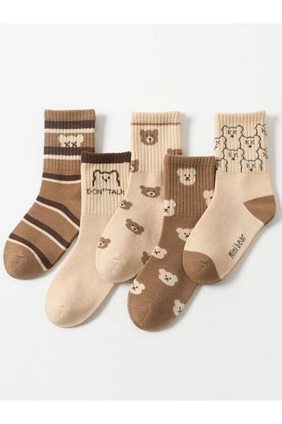 Sky Socks Комплект от 5 унисекс тенис чорапи с плюшено мече, икономичен пакет