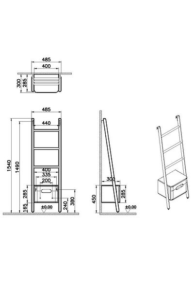 VitrA Suport vertical alb tip scara pentru prosop baie, cu sertat, culoare mat