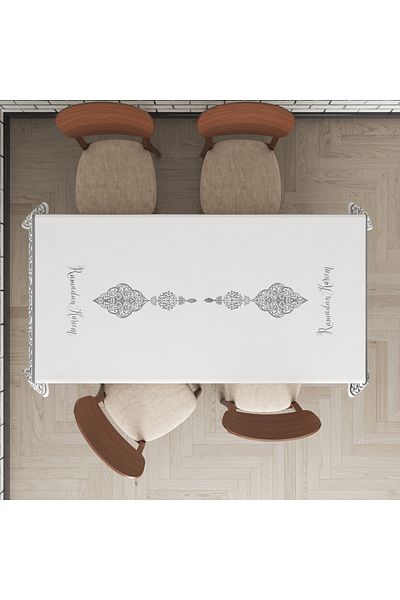 yok yok evim eve dair her şey Ramadan Detailed Silver Carefree Tablecloth