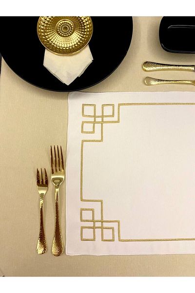 Soft Colours Set de 2 bucăți greacă cu modele geometrice decorative brodate pentru serviciu american