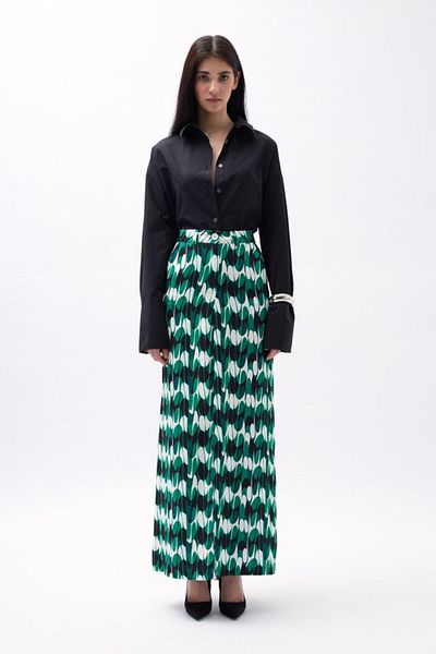 modaserdem    Printed Front Slit Skirt