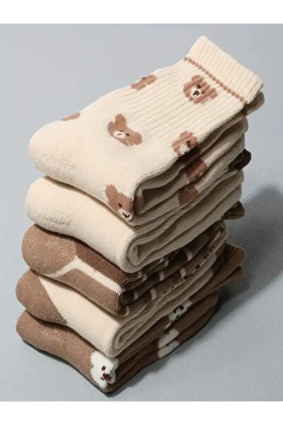 Sky Socks 5'li Ekonomik Paket Teddy Bear Ayıcıklı Unisex Tenis Çorap Seti
