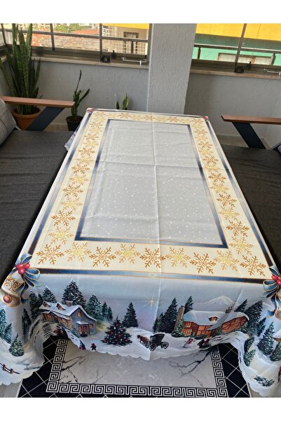 yok yok evim eve dair her şey Yılbaşı Evler Ve Geyikler Desenli Dertsiz Masa Örtüsü