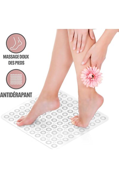 MAİN SHOP Square Massage Silicone Bath & Shower Anti-Slip White Color Bath Ma...