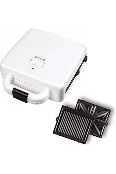 Kenwood صانعة الساندويتشات، 3 في 1، شواية، 1300 واط، مفصل 180 درجة، لوحان غير لاصقان، 4 فتحات، Smp94.a0wh