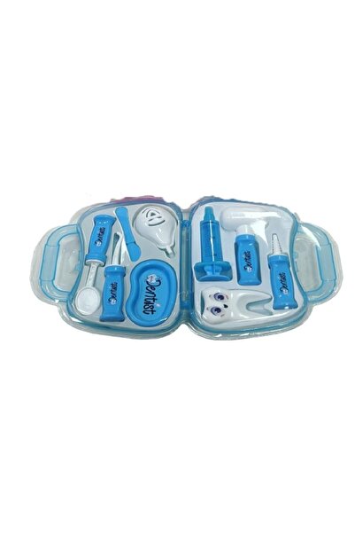 toysclub طقم راستبلاي للأسنان 10 قطع مع حقيبة مفرغة باللون الأزرق