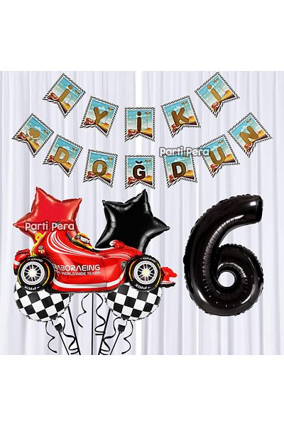 parti pera Formula Racing Car Balon din folie Număr Balon din folie Stele Balon din folie în carouri Set de baloane pentru ziua de naștere
