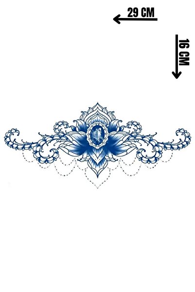 Barly 30 Gün / 1 Ay Kalıcı Çiçek Figürlü 12 Saat Sonra Kararan Geçici Göğüs/sırt Dövme Tattoo