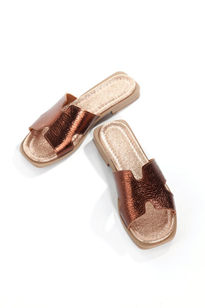 ARTI ARTI AYAKKABI MİA028-1022 شبشب نسائي من الجلد الطبيعي للاستخدام اليومي والزفاف والترفيه والبرونز