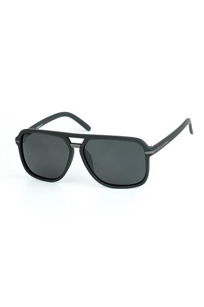 Di Caprio Men's Black Polarized Protected Rectangular Model Sunglasses