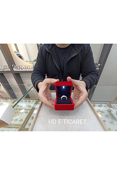 HD KUTU Işıklı Yüzük Kutusu Kırmızı Kadife