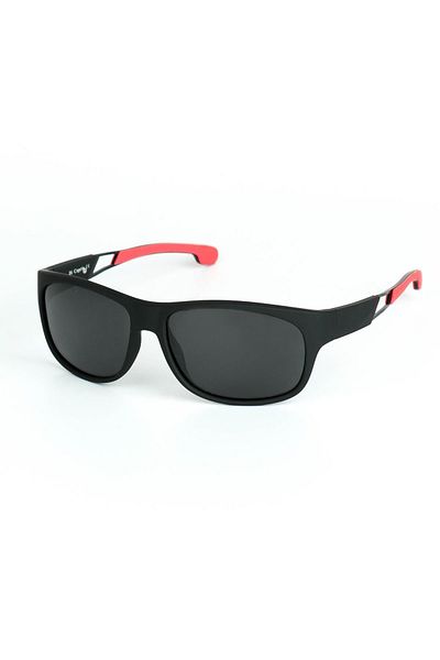 Di Caprio Men's Black Red Polarized Protected Rectangular Model Sunglasses