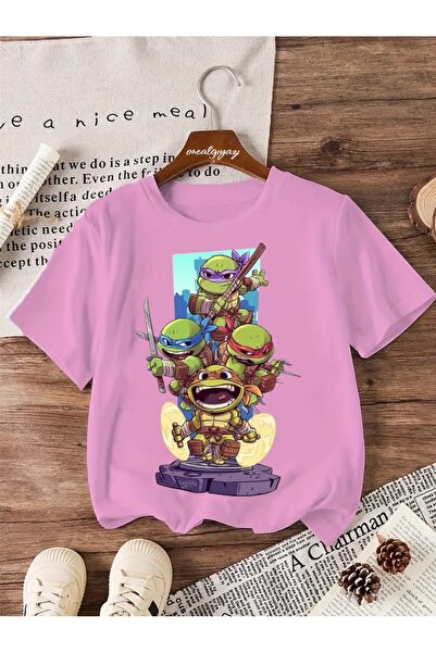 oneagılyazı Детска тениска с уголемен с принт на Костенурките нинджа