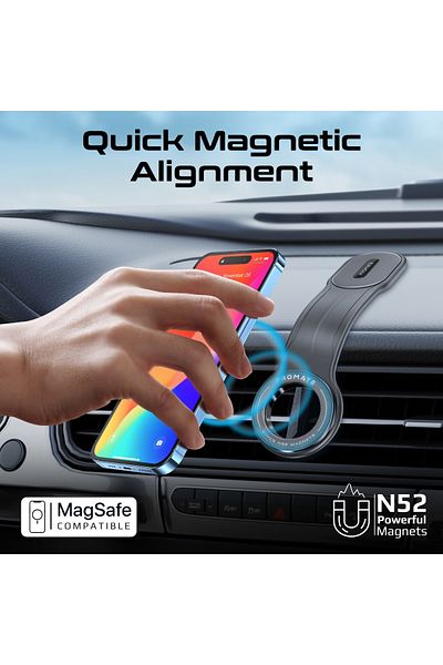 Promate Premium Car Phone Holder Robust Magnetic Dashboard Compact Mount 360Â° Rotation.