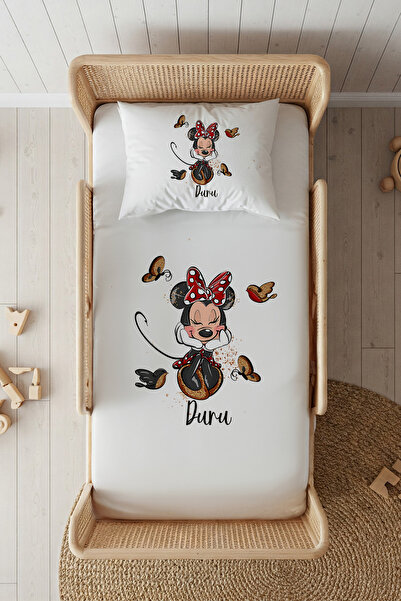 Lilabio %100 Pamuk Saten İsme Özel İsimli 100x200 Tek Kişilik Lastikli Çarşaf...