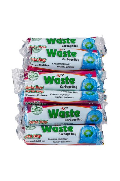 SA WASTE Medium Size Garbage Bags 55X60 cm 25 Roll 375 Pieces - Durable and Leak Proof