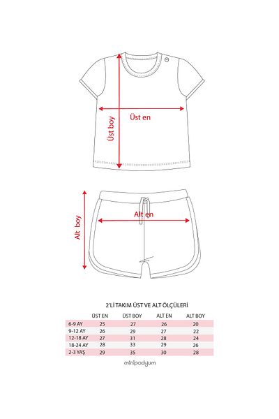 Minipodyum Embroidered T-Shirt Shorts Baby Boy Summer Double Set