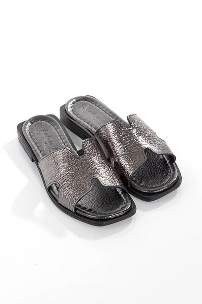 ARTI ARTI AYAKKABI Mi̇a028-1022 Genuine Leather Women's Daily-Wedding-Leisure-Platinum Holiday Slippers