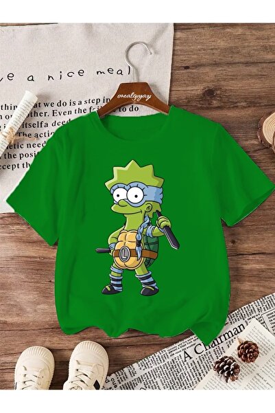 oneagılyazı تي شيرت كبير الحجم للأطفال مطبوع عليه سلحفاة ليزا