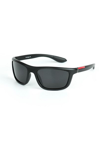 Di Caprio Men's Black Polarized Protection Geometric Model Sunglasses
