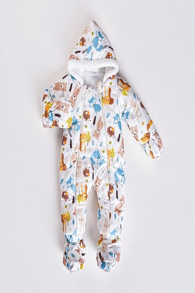 DeKuBaby New Season Cute Fox Hedgehog and Bear Patterned Furry Baby Cosmonaut Jumpsuit with Plug and Remove Booties