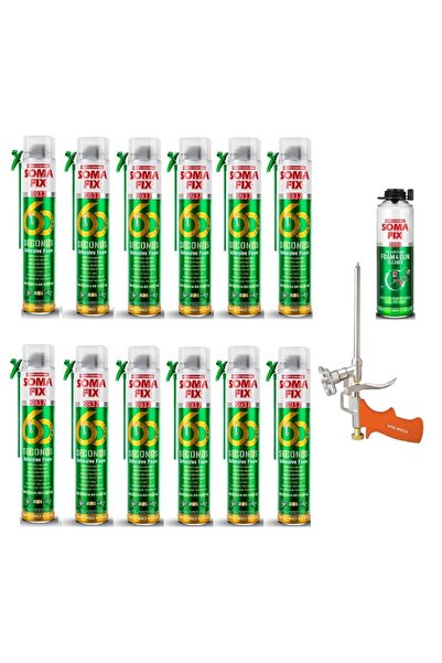 Somafix 12 Adet 750 ml 60 Saniye Çift Kullanımlı Yapıştırma Köpüğü Köpük Taba...