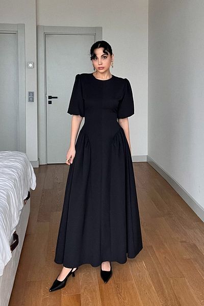 Seda Yalçın Atelier Black Balloon Sleeve Corset Paris Dress