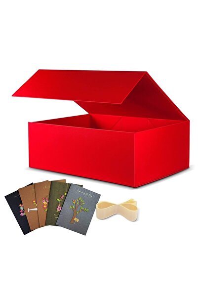 ŞENKUTU MATBAA AMBALAJ TASARIM Hediye Kutusu Kırmızı Mıknatıslı Mukavva Kutu Senkutu Kutu Ölçüsü : 30x21x10 Cm