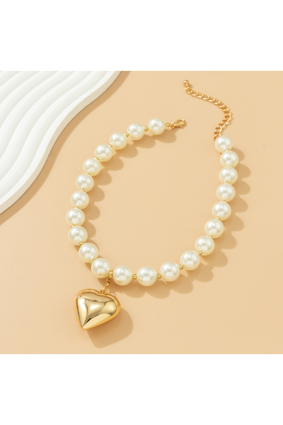 İPAR AKSESUAR Heart-Detail Pearl Design Necklace