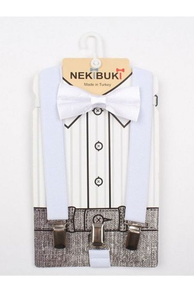 NEKİBUKİ Σετ παπιγιόν White Suspender 1-10 ετών