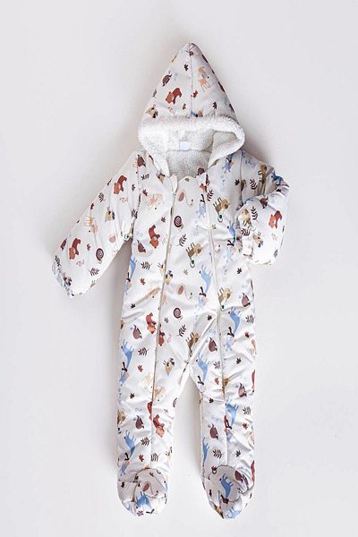 DeKuBaby New Season Little Baby Animals Patterned Winter Baby Cosmonaut Astronaut Jumpsuit with Fixed Booties
