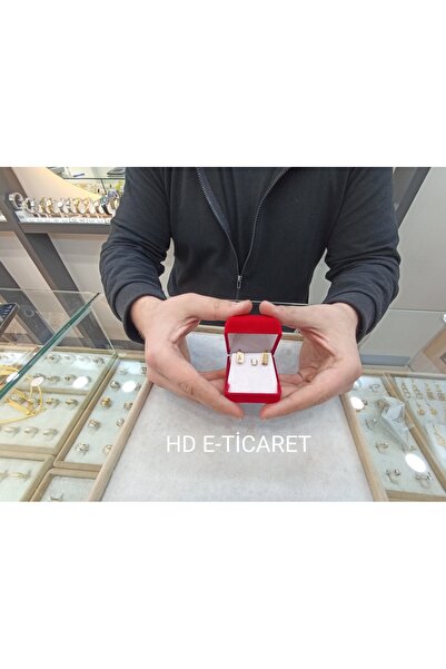 HD KUTU Küpe Kutusu Kırmızı Kadife Tabut Model Kare 1 Adet