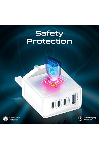 Promate 67W USB-C GaN Wall Charger, Ultra-Compact Dual USB-C Power Delivery Laptop Charger