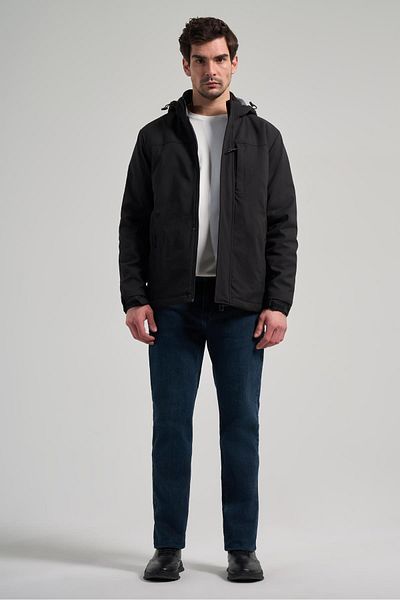 İmza Black Cloth Leg Stand Collar Straight Standard Fit Casual Coat 1007245164 _001