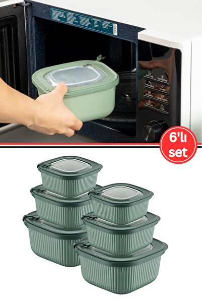 Flora Mikrodalga Saklama Kabı 6’lı Set, Buzluk Mikrodalga Uygun Kapaklı Özel ...