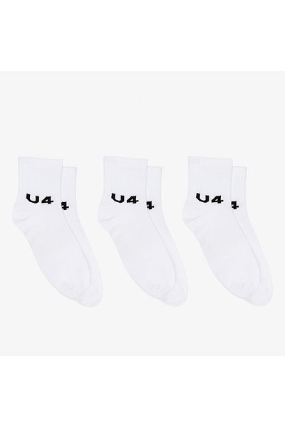 United 4 United4 Socket 3-Pack Unisex White Socks Without Logo