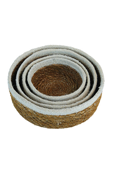 Bliss Natural Wicker Basket - Flower Pot, Bathroom Organizer, Decorative Home Organizer Set of 7