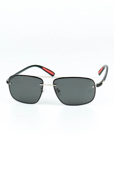 Di Caprio Men's Silver Black Uv400 Protection Geometric Model Sunglasses