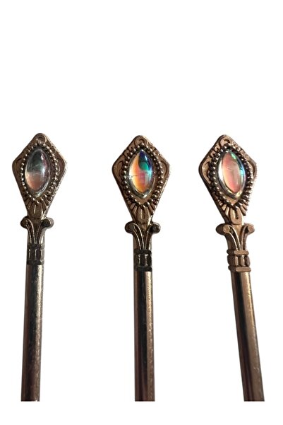 onyyapim VİNTAGE 6'LI BAKIR GÖRÜNÜMLÜ DÖKÜM ÇAY KAHVE REÇEL BAHARAT BEYAZ TAŞLI SUNUM KAŞIĞI