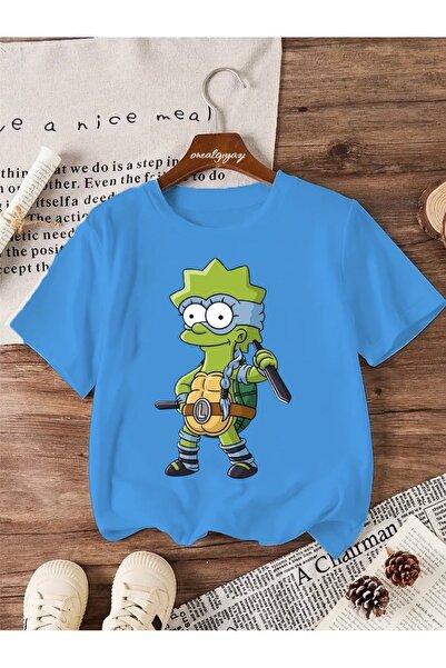 oneagılyazı تي شيرت كبير الحجم للأطفال مطبوع عليه سلحفاة ليزا