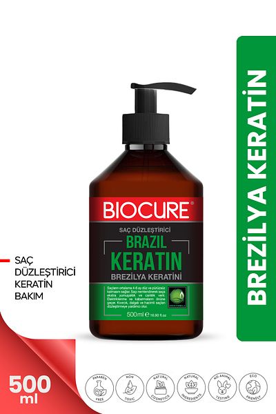Biocure Hair Straightener Keratin Treatment Brazilian Blow Dry for Curly Wavy and Volume Hair 500ml