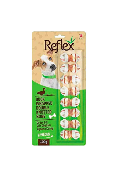 Reflex Ördek Eti Sargılı Çift Düğümlü Köpek Çiğneme Kemiği 100gr (8'li)